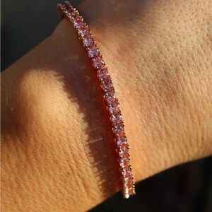 Elegant Pink Sapphire Tennis Bracelet